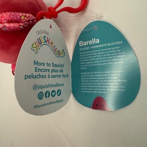 NTW Squishmallows Barella Beta Fish 3.5" Clip Keychain  Plush‎ with Sparkle - Picture 6 of 7